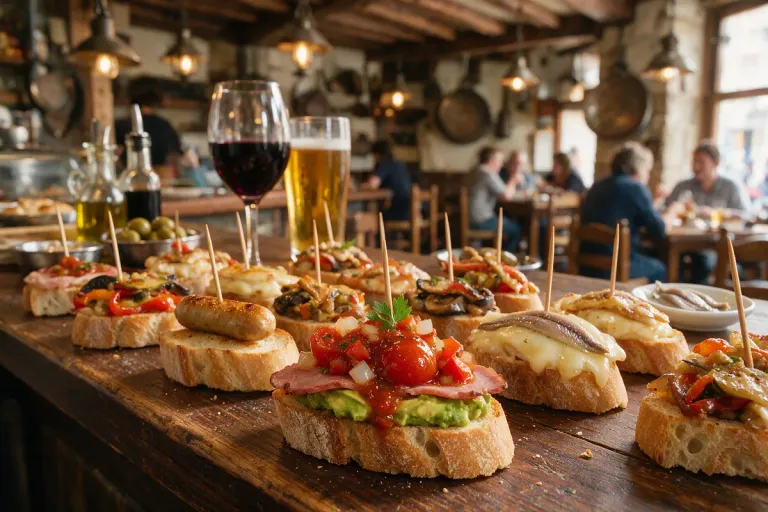 A counter of pintxos