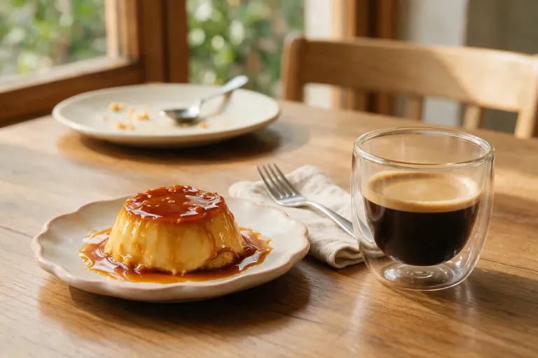 Flan and a cortado