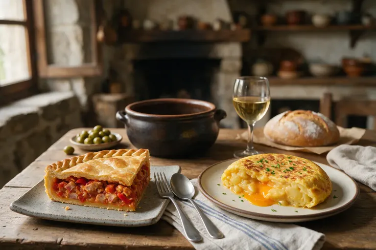 Empanada gallega and a soft tortilla