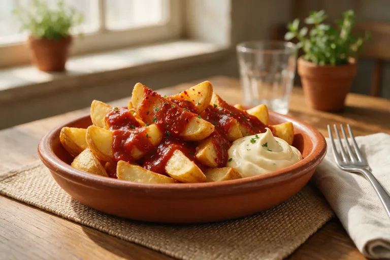 Patatas bravas with spicy sauce
