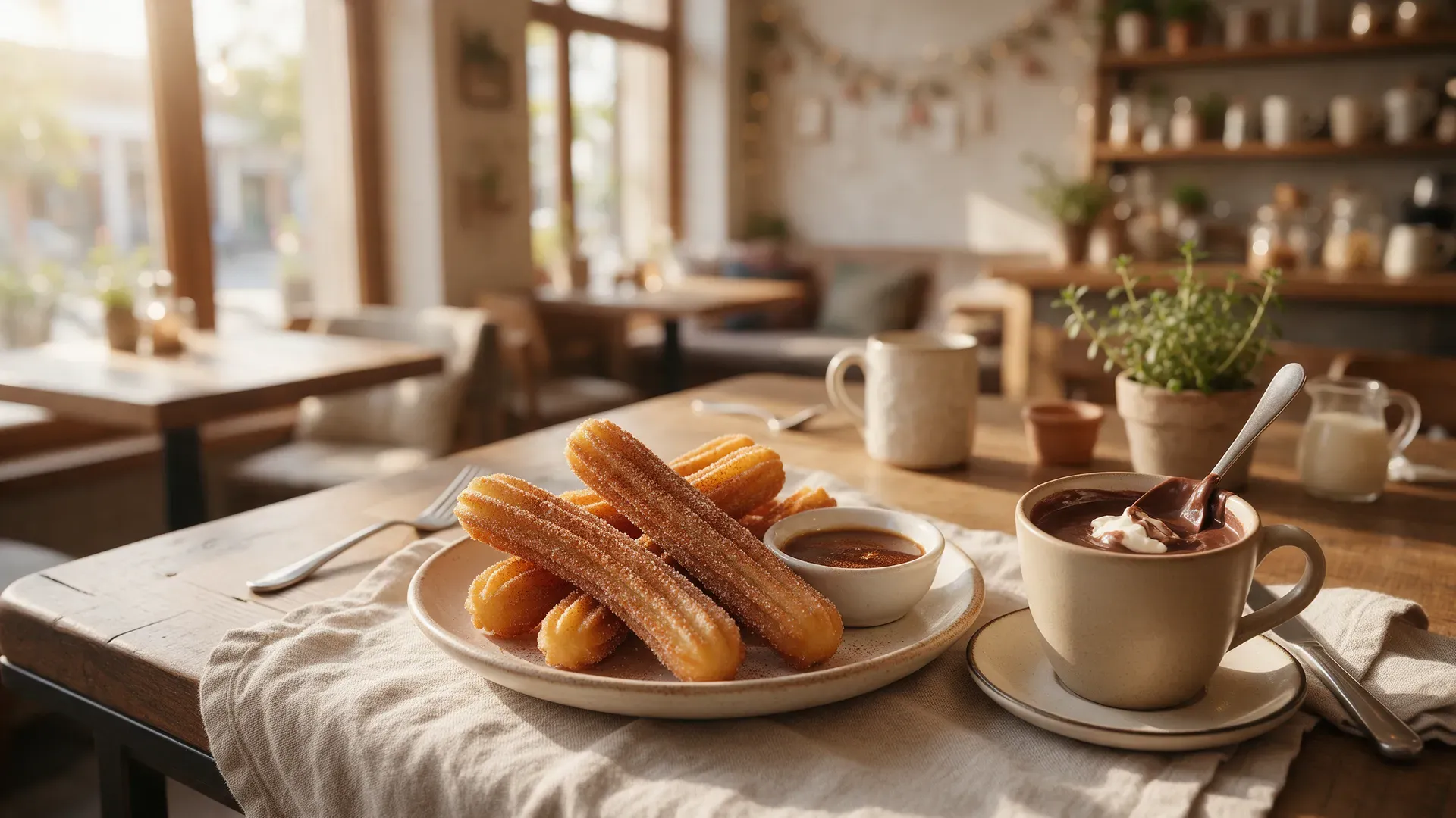 Churros and hot chocolate