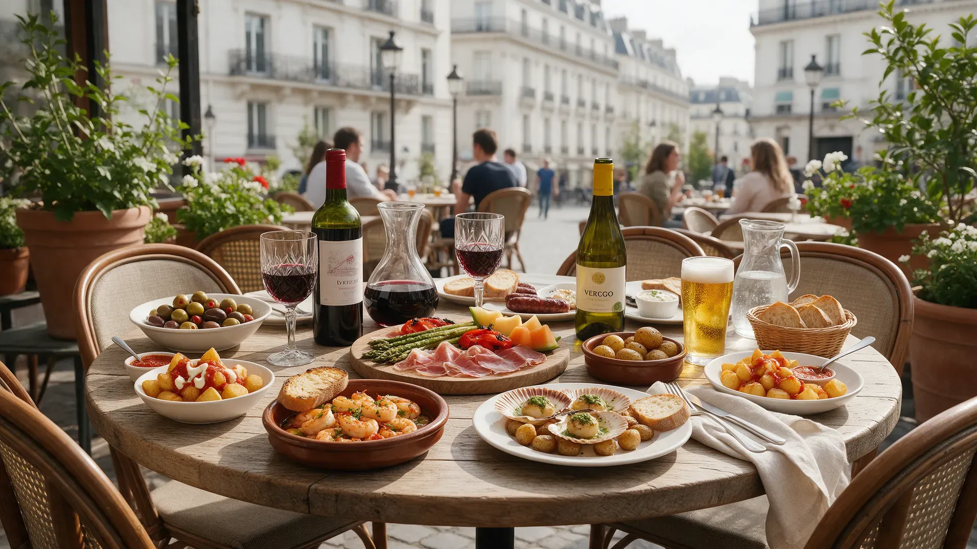 Tapas on a café terrace in Paris