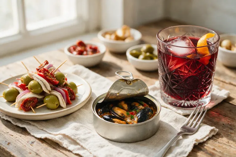 Gildas and conservas with vermouth