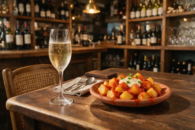 Cava and patatas bravas