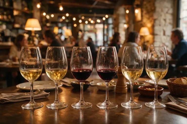 Wine glasses set for a pairing